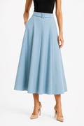 NY0047 STRUCTURED A-LINE SKIRT (BLK, NVY, BLU)