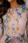 TL0008 WATERCOLOR BLOOM STUDDED ORGANZA MAXI DRESS (PNK, BLK)