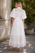 CH905 LUXE FLORAL LACE PUFF SLEEVE MAXI DRESS