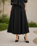 T8326 A-LINE MIDI SKIRT (NAVY, BLACK)