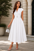 W5983 SCULPTED BELTED A-LINE MAXI DRESS