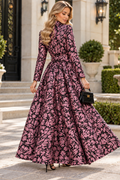 GF17960 FLORAL BROCADE BUTTON DOWN MAXI DRESS