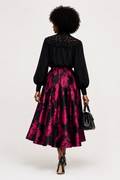 TL9065 PLEATED JACQUARD A-LINE MAXI SKIRT
