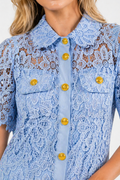 B1115 LACE BUTTON-FRONT UTILITY MINI DRESS