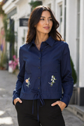 CH0061 FLOWER EMBROIDERED DRAWSTRING TOP