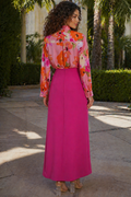 C3385 FLOWER APPLIQUE LONG PENCIL SKIRT