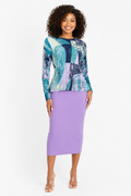 N2470A ABSTRACT PRINT LONG SLEEVE CRINKLED TOP