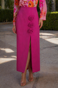 C3385 FLOWER APPLIQUE LONG PENCIL SKIRT