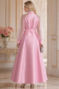 T623 FLORAL APPLIQUE SHEER SLEEVE MAXI DRESS (PNK, BLK)