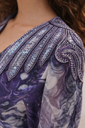 X8028 SEQUIN SHOULDER APPLIQUE ORGANZA MAXI DRESS