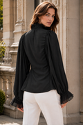 S3180 RUFFLE BUTTON DOWN BEADED TOP