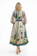 T2613 SHEER SLEEVE WRAP DRESS