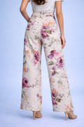 B1106 WATERCOLOR FLORAL STRAIGHT-LEG PANTS (PNK, BLU)