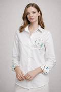 CH0250 CONTRAST DETAIL LONG-SLEEVE TOP (NAVY, WHT)