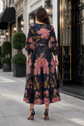N2627 FLORAL ART CRINKLE MAXI DRESS
