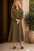 GF17824 EMBROIDERED FLOWER JACKET TOP (BLK, GRN)