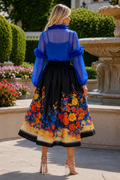 W5811B SUNSET BLOOM FLORAL PRINT MIDI SKIRT