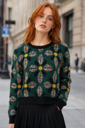 ZL506 FLORAL SWEATER (GRN, BRWN)