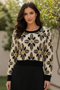 ZL506 FLORAL SWEATER (GRN, BRWN)