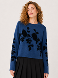 JS0021 FLORAL SLEEVE KNIT SWEATER