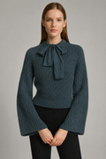 ZL001 DRAWSTRING NECK SWEATER (PINK, WHT, LAV, GRN, BLK)