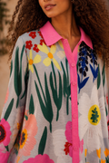 N2644 BUTTON DOWN FLORAL CRINKLE MIDI DRESS
