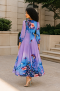 NY0069 BUTTERFLY PLEATED CRINKLE MAXI DRESS