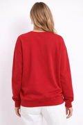 W8571 RUFFLE SWEATSHIRT TOP (RED, BLK)
