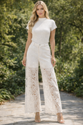 E8056 PEARL DETAIL LACE DENIM PANTS (S,ONLY)