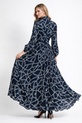C3532 CHAIN PRINT PLEATED MAXI SKIRT SET