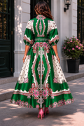 A96201 FLORAL BORDER MIKADO MAXI DRESS (S ONLY)