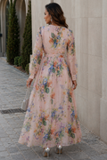 TL0008 WATERCOLOR BLOOM STUDDED ORGANZA MAXI DRESS (PNK, BLK)
