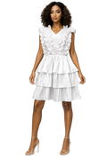 S258 LAYERED SLEEVELESS MINI DRESS (WHT, PINK)