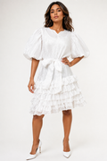 T2125 LAYERED RUFFLE DRESS (YELLOW, WHT)