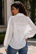 GF17818 PEARL AND SEQUIN ADORNED LONG SLEEVE LACE TOP