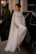 W6615 SEQUIN APPLIQUE ROYAL MAXI DRESS (SMALL ONLY)