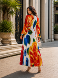 X8058A SUNBURST PLEATED MAXI DRESS