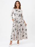 A94066 FLORAL FLARED DRESS