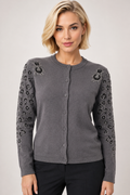 JK199 BEADED SLEEVE CARDIGAN SWEATER