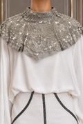 W5913 SEQUIN EMBELLISHED TOP (WHT, BLU)