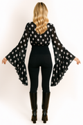 W5981 GLAM SHEER POKA DOT TOP (RED, BLK)