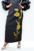 C3516 BEADED FLOWER SKIRT (SILVER, GLD)