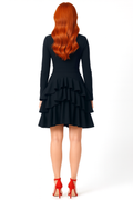 BL008 LAYERED V NECK BANDAGE DRESS