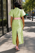 9036 STRUCTURED 2 TONE MIKADO MAXI DRESS