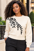 JS0020 EMBROIDERY FOLIAGE SWEATER (PINK, BLK, IVORY)
