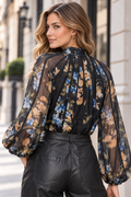 A94158 FLORAL BALLOON SLEEVE TOP
