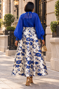 TL90652 PLEATED BROCADE MAXI SKIRT