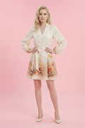 GF1317 FLORAL BUTTON-FRONT MINI DRESS