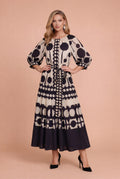 GF1590 GEOMETRIC DOT PRINT MAXI DRESS