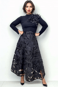 T2572 ORGANZA SWIRL SHEER MAXI SKIRT (S,M)